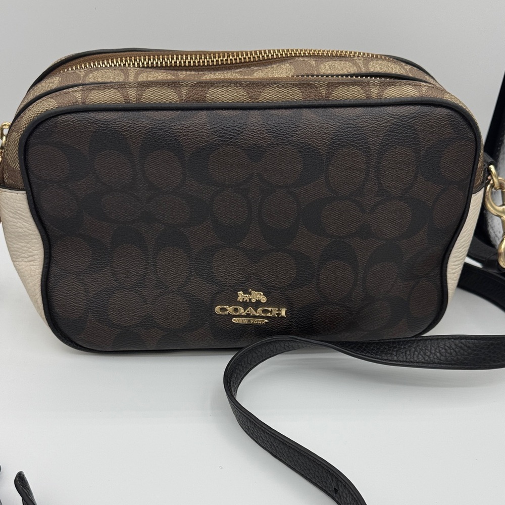 COACH Brown and Cream Crossbody Bag
